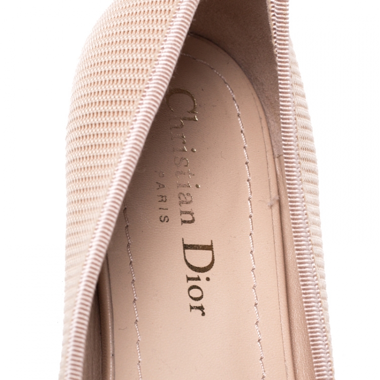 Pre Owned Christian Dior Beige Mesh J'Adior Ballet Flats Size 38