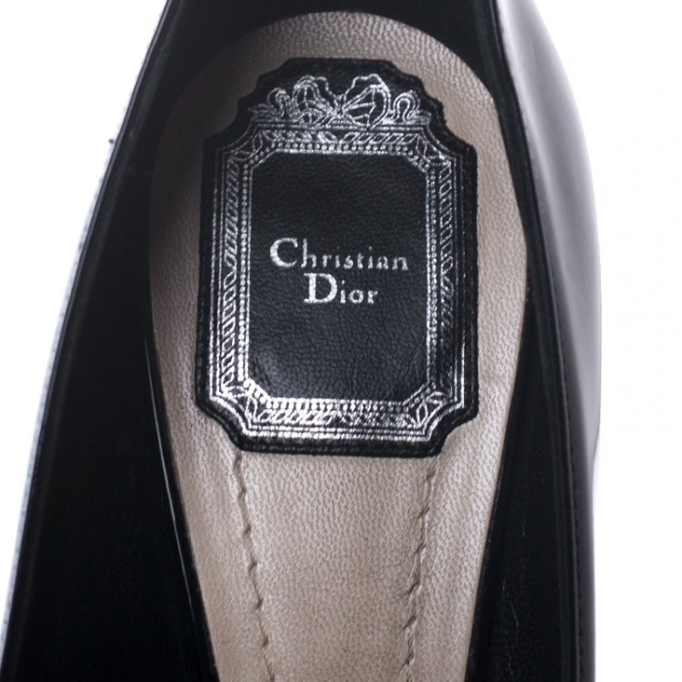 Pre Owned Dior Black Patent Leather Ovale Block Heel Pumps Size 39.5