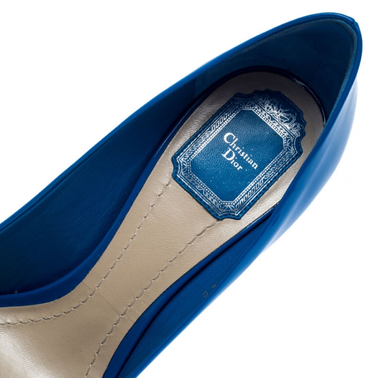 Pre Owned Dior Blue Patent Leather Pointed Toe Pumps Size 40