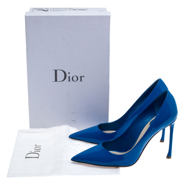 Pre Owned Dior Blue Patent Leather Pointed Toe Pumps Size 40