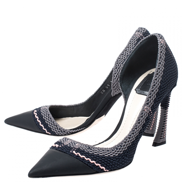 Pre Owned Dior Tri Color Woven Songe Pointed Toe D'orsay Pumps Size 41