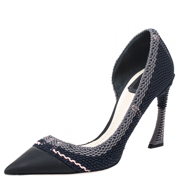 Pre Owned Dior Tri Color Woven Songe Pointed Toe D'orsay Pumps Size 41