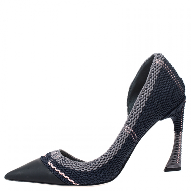 Pre Owned Dior Tri Color Woven Songe Pointed Toe D'orsay Pumps Size 41