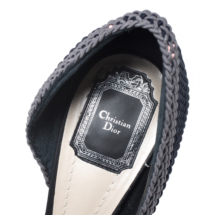 Pre Owned Dior Tri Color Woven Songe Pointed Toe D'orsay Pumps Size 41
