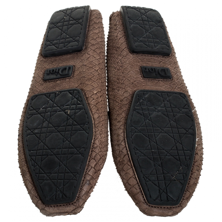 Pre Owned Dior Brown Python Leather CD Loafers Size 41