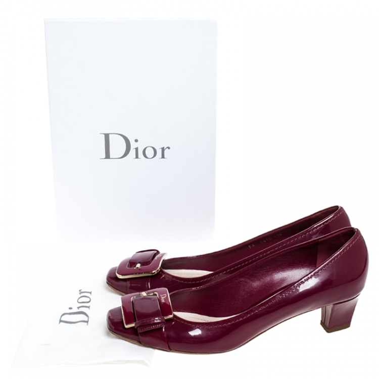 Pre Owned Dior Pink Patent Leather Metal Buckle Detail Pumps Size 40.5