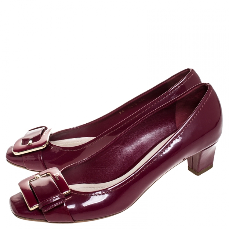 Pre Owned Dior Pink Patent Leather Metal Buckle Detail Pumps Size 40.5
