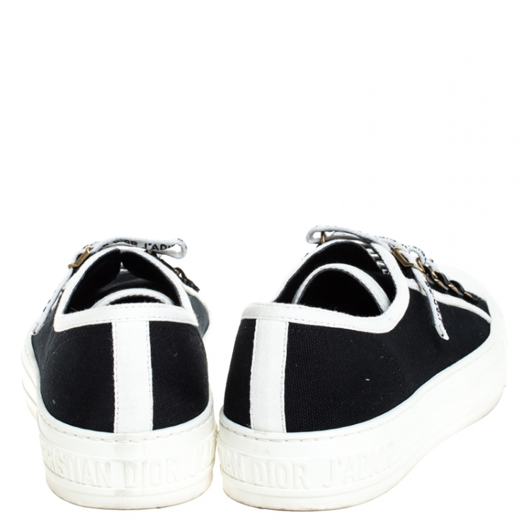 Pre Owned Dior Blue Canvas And White Cotton Trim Walk'N'Dior Low Top Sneakers Size 38