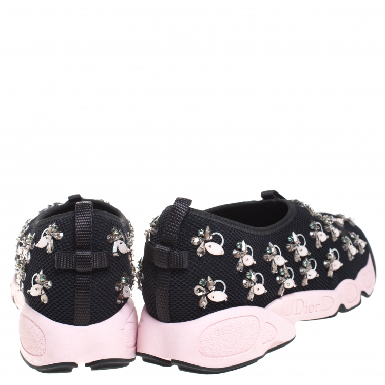 Pre Owned Dior Black Mesh Fusion Embellished Sneakers Size 40