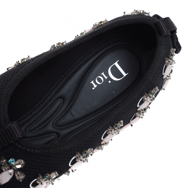 Pre Owned Dior Black Mesh Fusion Embellished Sneakers Size 40