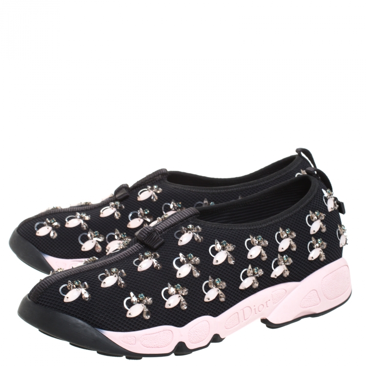 Pre Owned Dior Black Mesh Fusion Embellished Sneakers Size 40
