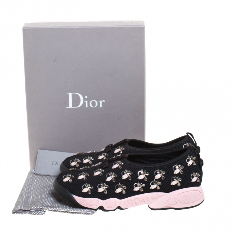 Pre Owned Dior Black Mesh Fusion Embellished Sneakers Size 40