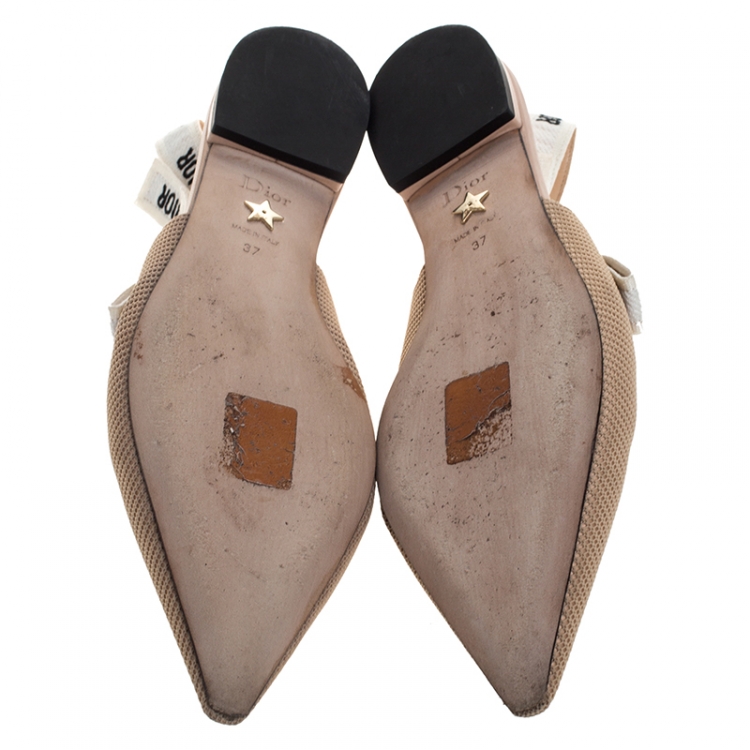 Pre Owned Dior Beige Canvas J'adior Slingback Flats Size 37