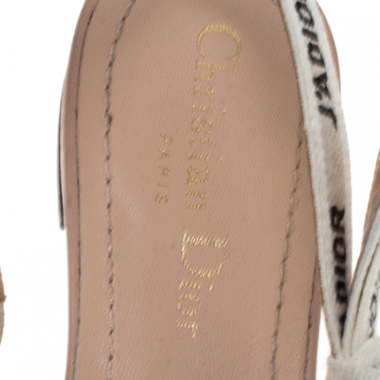 Pre Owned Dior Beige Canvas J'adior Slingback Flats Size 37