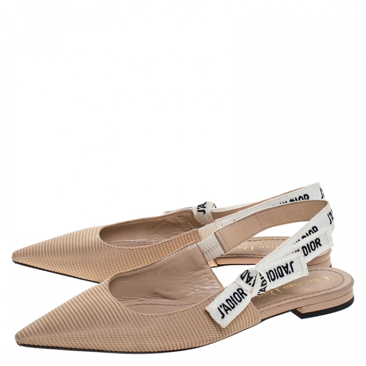 Pre Owned Dior Beige Canvas J'adior Slingback Flats Size 37