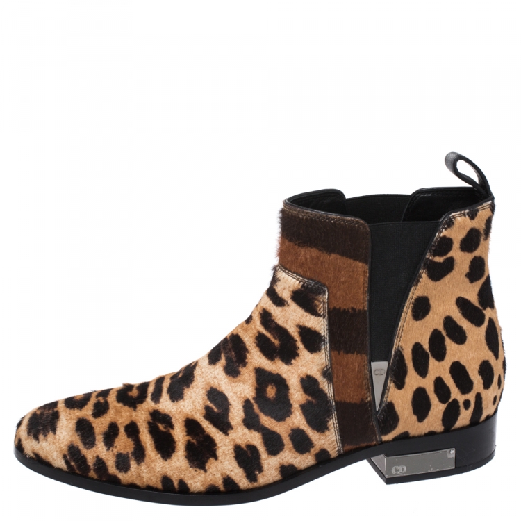 leopard print pony hair boots