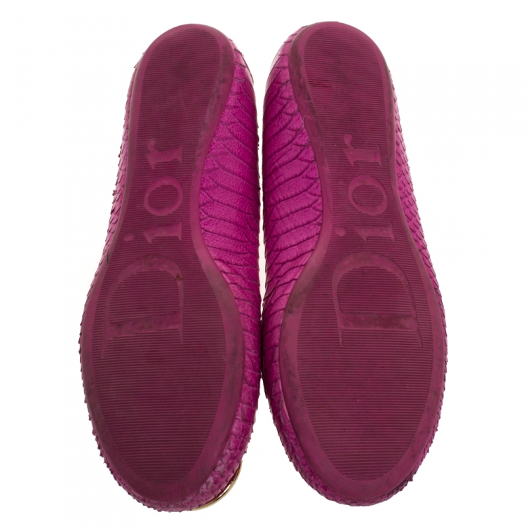 Pre Owned Dior Pink Python Leather Ballet Flats Size 38.5