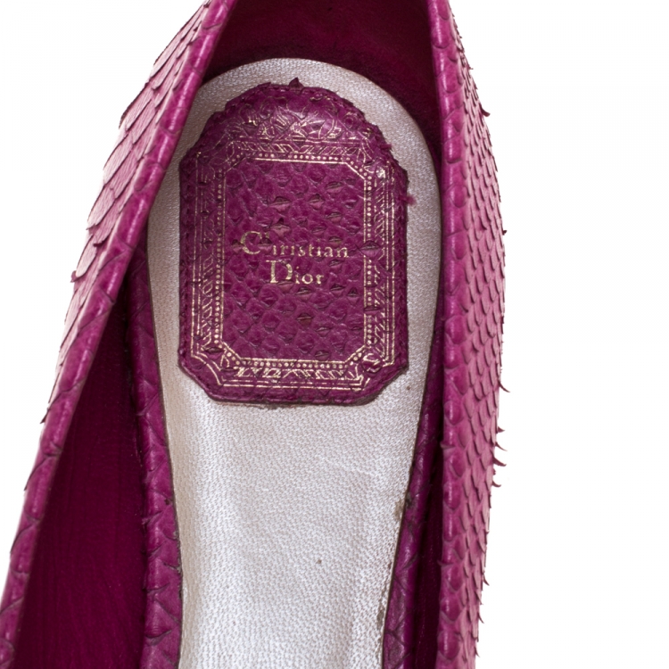 Pre Owned Dior Pink Python Leather Ballet Flats Size 38.5