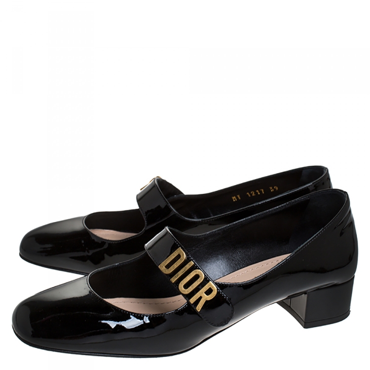 Pre Owned Dior Black Patent Leather Baby-D Mary Jane Pumps Size 39