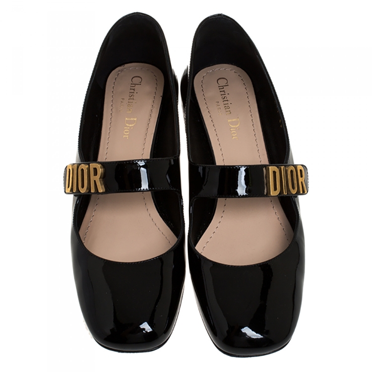 Pre Owned Dior Black Patent Leather Baby-D Mary Jane Pumps Size 39
