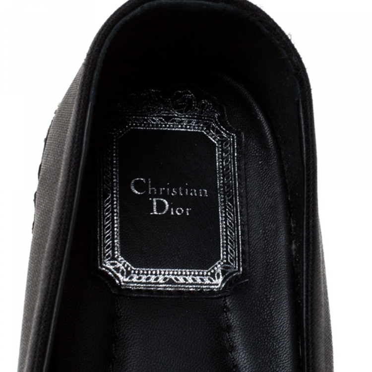 Pre Owned Dior Black Embellished Canvas Espadrille Loafers Size 37