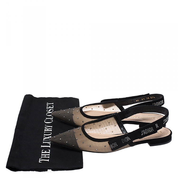 black pointed toe slingback flats