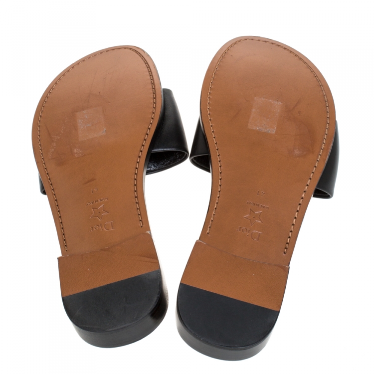 Pre Owned Dior Black Leather Diorevolution Flat Slides Size 41