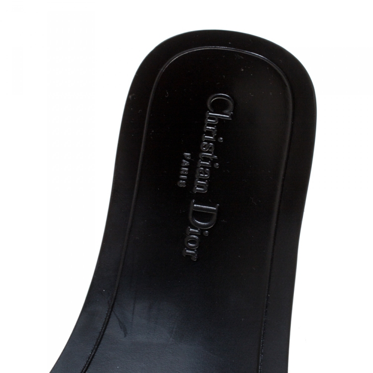 Pre Owned Dior Black Leather Diorevolution Flat Slides Size 41