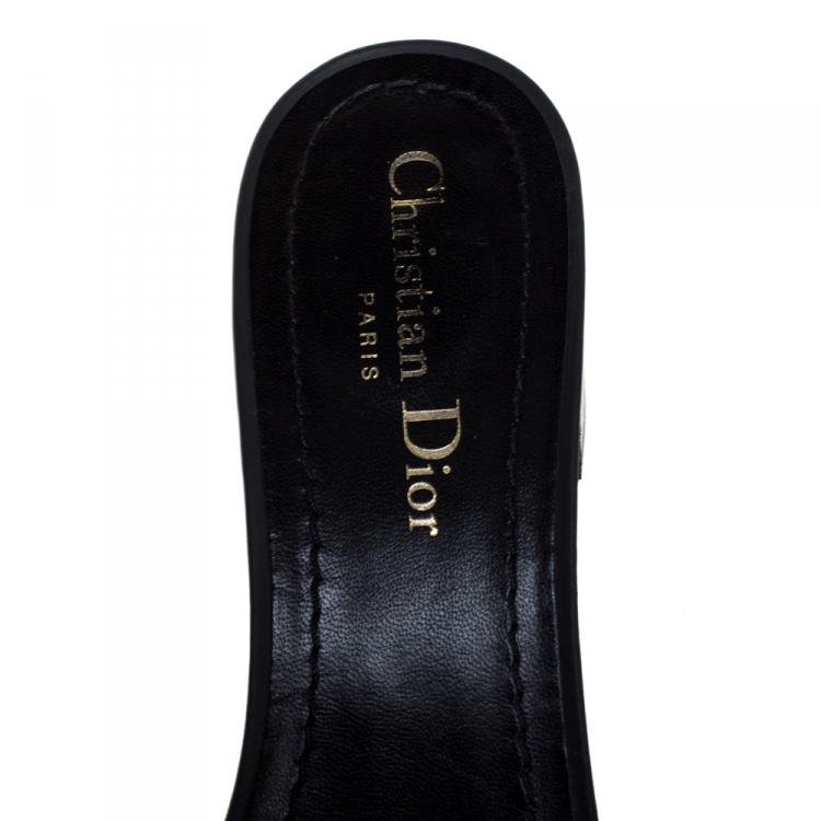 Pre Owned Dior Blue/Beige Cotton Blend Dway Mules Size 39