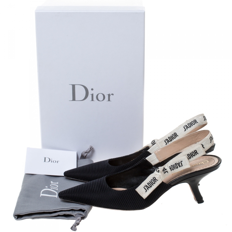 Pre Owned Dior Black Fabric J'adior Slingback Pointed Toe Sandals Size 38.5