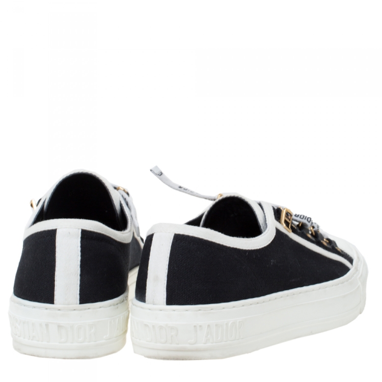 Pre Owned Dior Blue Canvas And White Cotton Trim Walk'N'Dior Low Top Sneakers Size 38.5