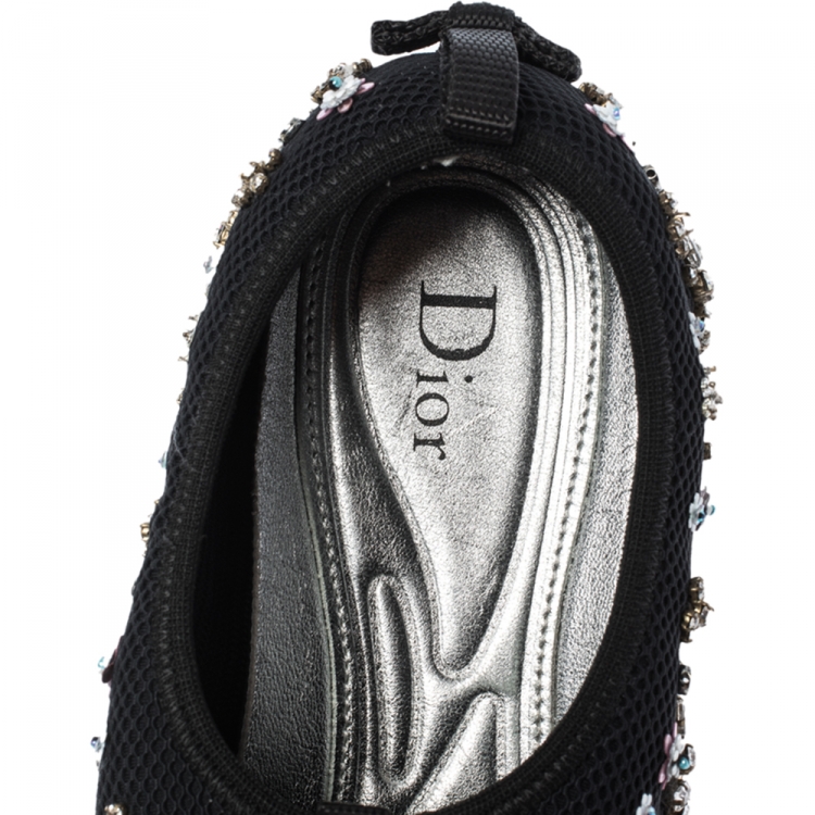 Pre Owned Dior Black Mesh Fusion Embellished Sneakers Size 38.5