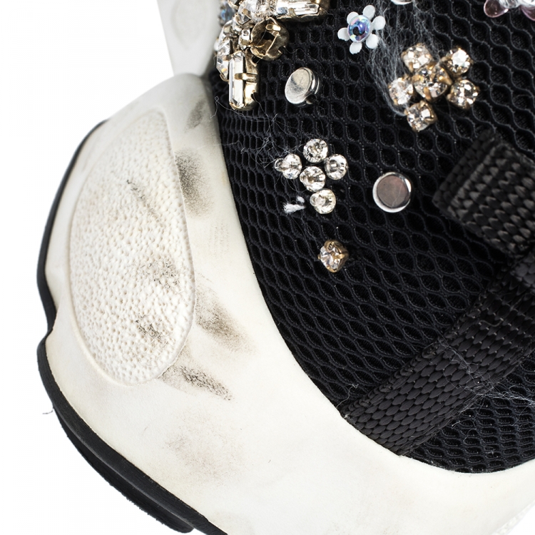 Pre Owned Dior Black Mesh Fusion Embellished Sneakers Size 38.5