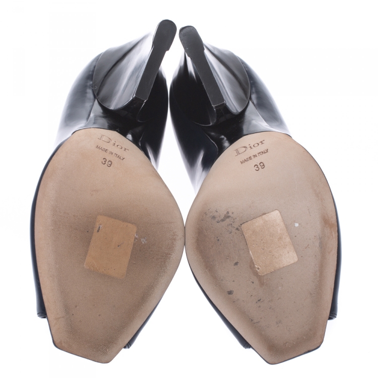 Pre Owned Dior Blue Patent Leather Eclipse Peep Toe Pumps Size 39
