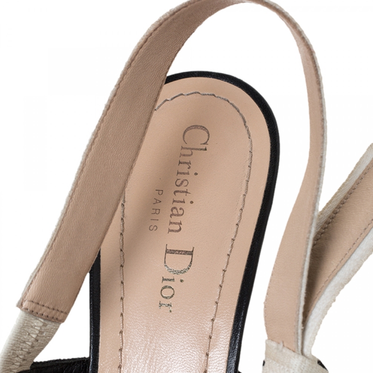 Pre Owned Dior Black Technical Canvas And Ribbon J'adior Slingback Pointed Toe Sandals Size 39