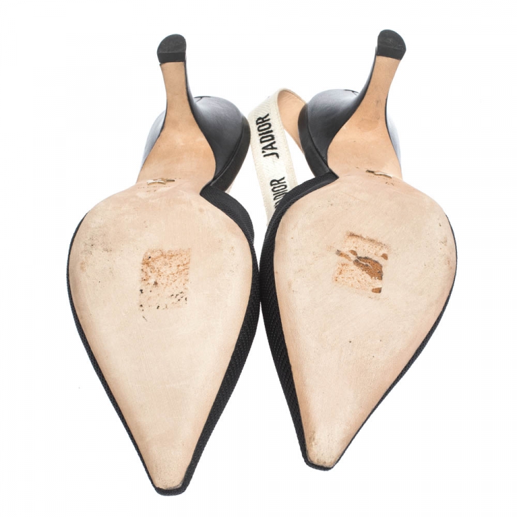 Pre Owned Dior Black Technical Canvas And Ribbon J'adior Slingback Pointed Toe Sandals Size 41