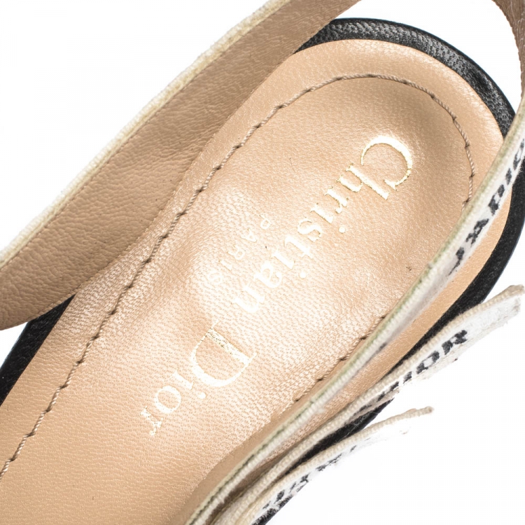 Pre Owned Dior Black Technical Canvas And Ribbon J'adior Slingback Pointed Toe Sandals Size 41