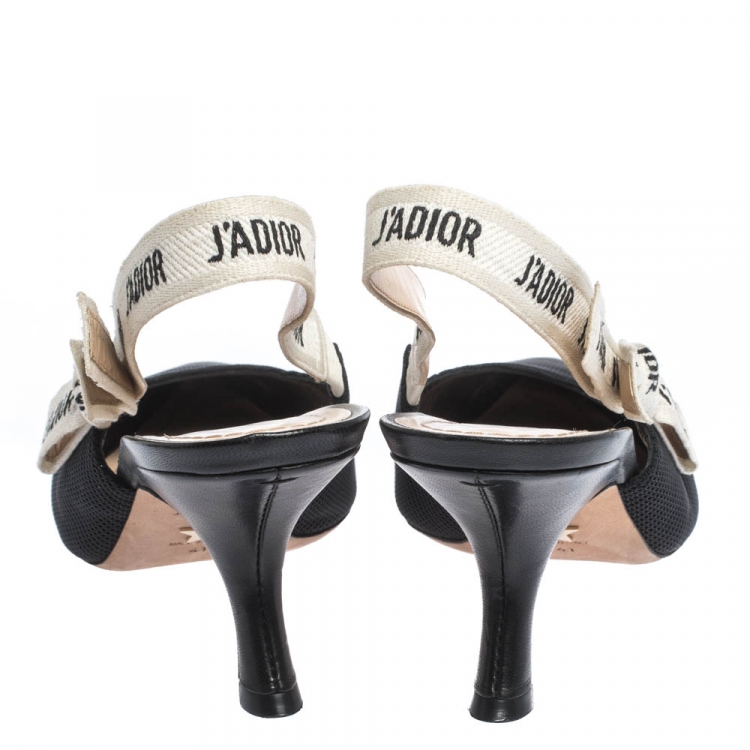 Pre Owned Dior Black Technical Canvas And Ribbon J'adior Slingback Pointed Toe Sandals Size 41