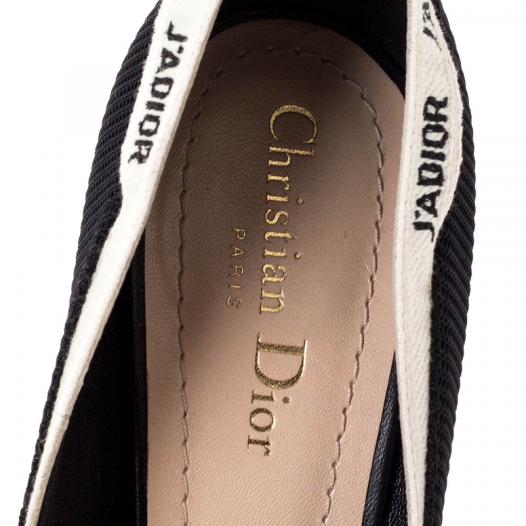 Pre Owned Dior Black Technical Fabric J'adior Ribbon Pointed Toe Pumps Size 38.5