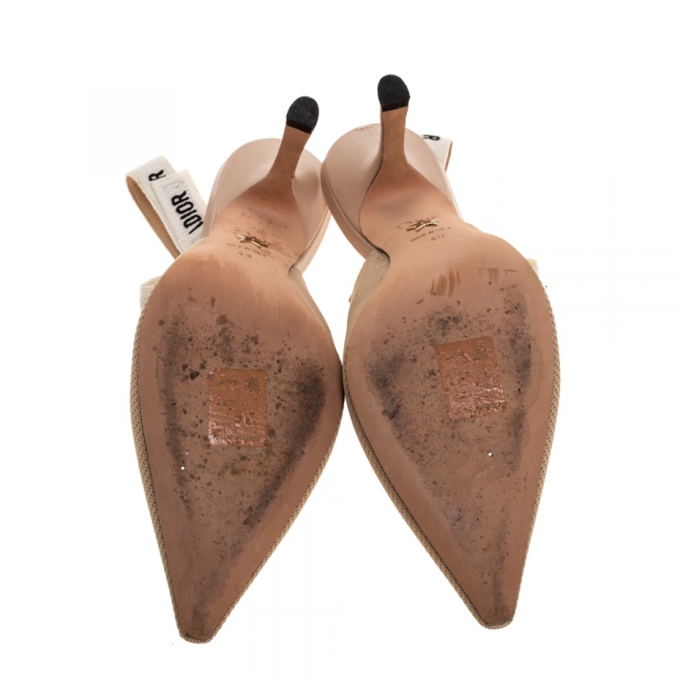 Pre Owned Dior Beige Canvas J'adior Slingback Pumps Size 40