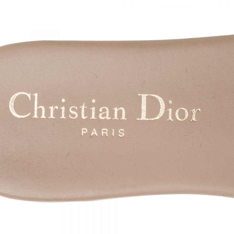 Pre Owned Dior Beige Leather 30 MONTAIGNE Flat Slide Sandals Size 35.5