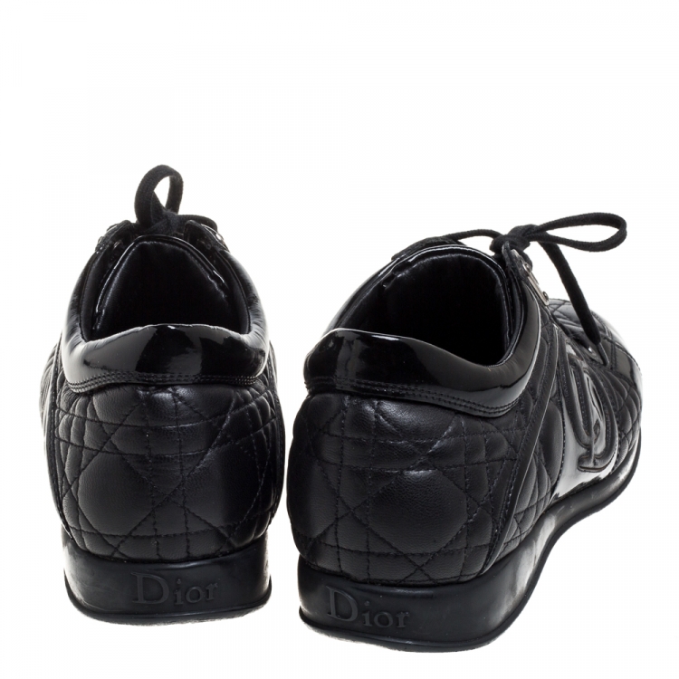 مملوكة مسبقًا Dior Black Leather And Patent Leather Cannage Low Top  Sneakers Size 41