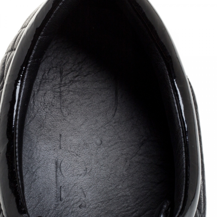 مملوكة مسبقًا Dior Black Leather And Patent Leather Cannage Low Top  Sneakers Size 41