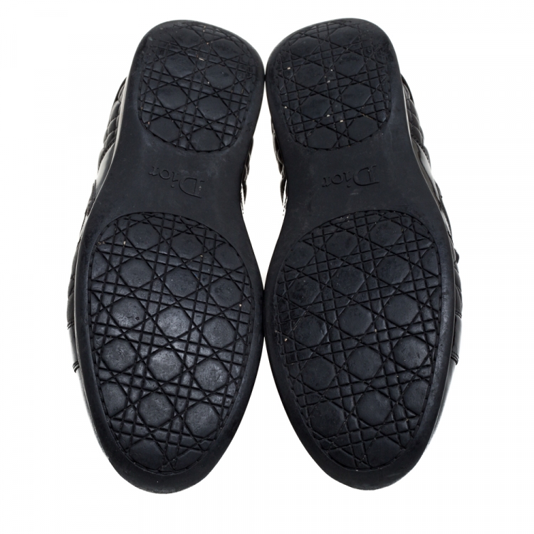 مملوكة مسبقًا Dior Black Leather And Patent Leather Cannage Low Top  Sneakers Size 41
