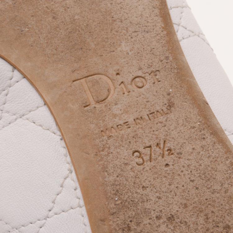 Pre Owned Dior White Cannage Ballerina Flats Size 37.5