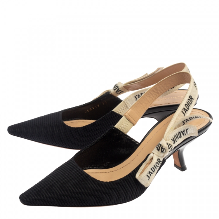 Pre Owned Dior Black Fabric J'Adior Slingback Pointed Toe Pumps Size 37