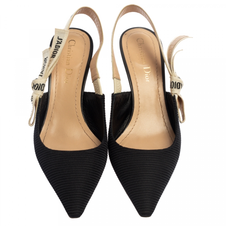 Pre Owned Dior Black Fabric J'Adior Slingback Pointed Toe Pumps Size 37