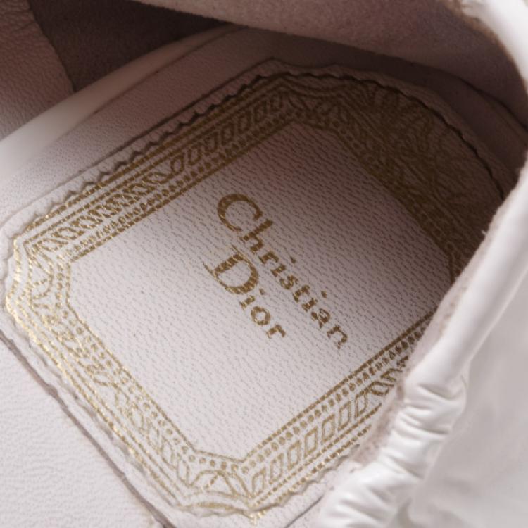 Pre Owned Dior CD White Patent Ballerina Flats Size 35.5