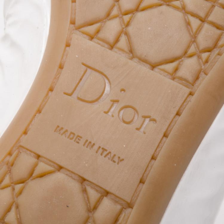 Pre Owned Dior CD White Patent Ballerina Flats Size 35.5