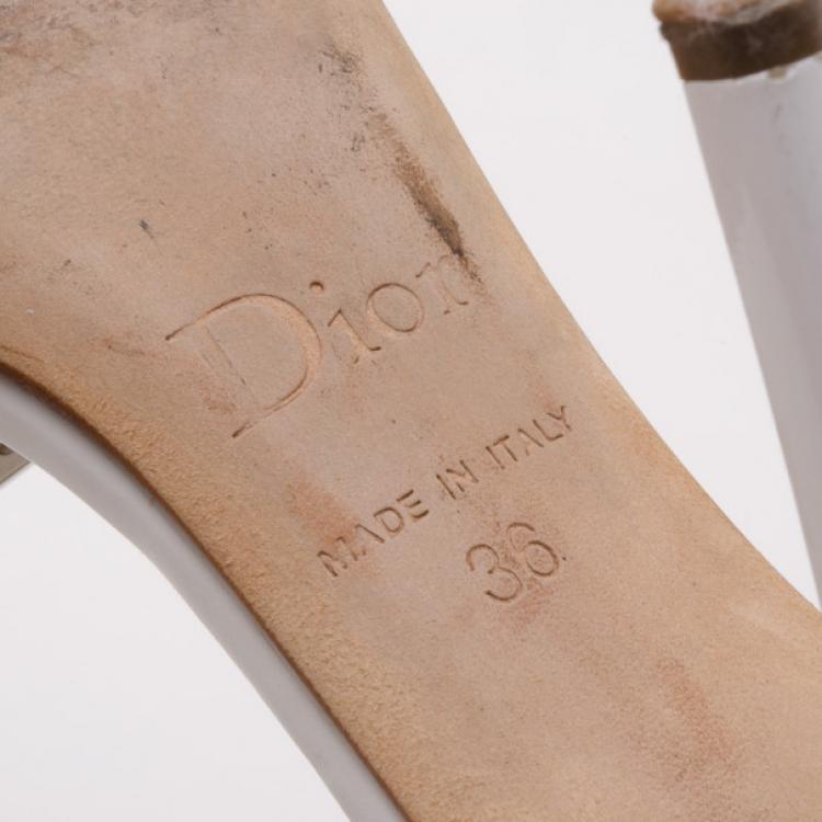 Pre Owned Dior White Logo Slides Size 36